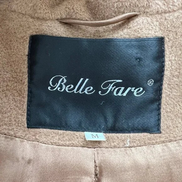 Vintage 100% Cashmere Fur Hood Duffle Jacket Peacoat Toggle Long Winter Pea Coat - Picture 6 of 11